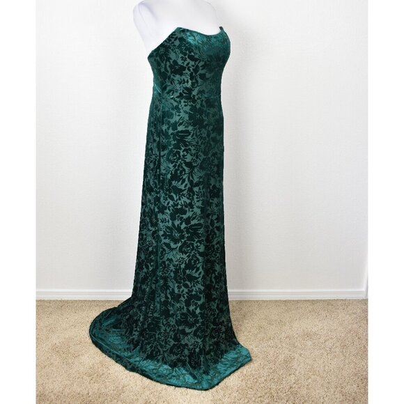 Mori Lee Strapless Floral Velvet Bridesmaid Dress - 8/10 - Picture 4 of 11